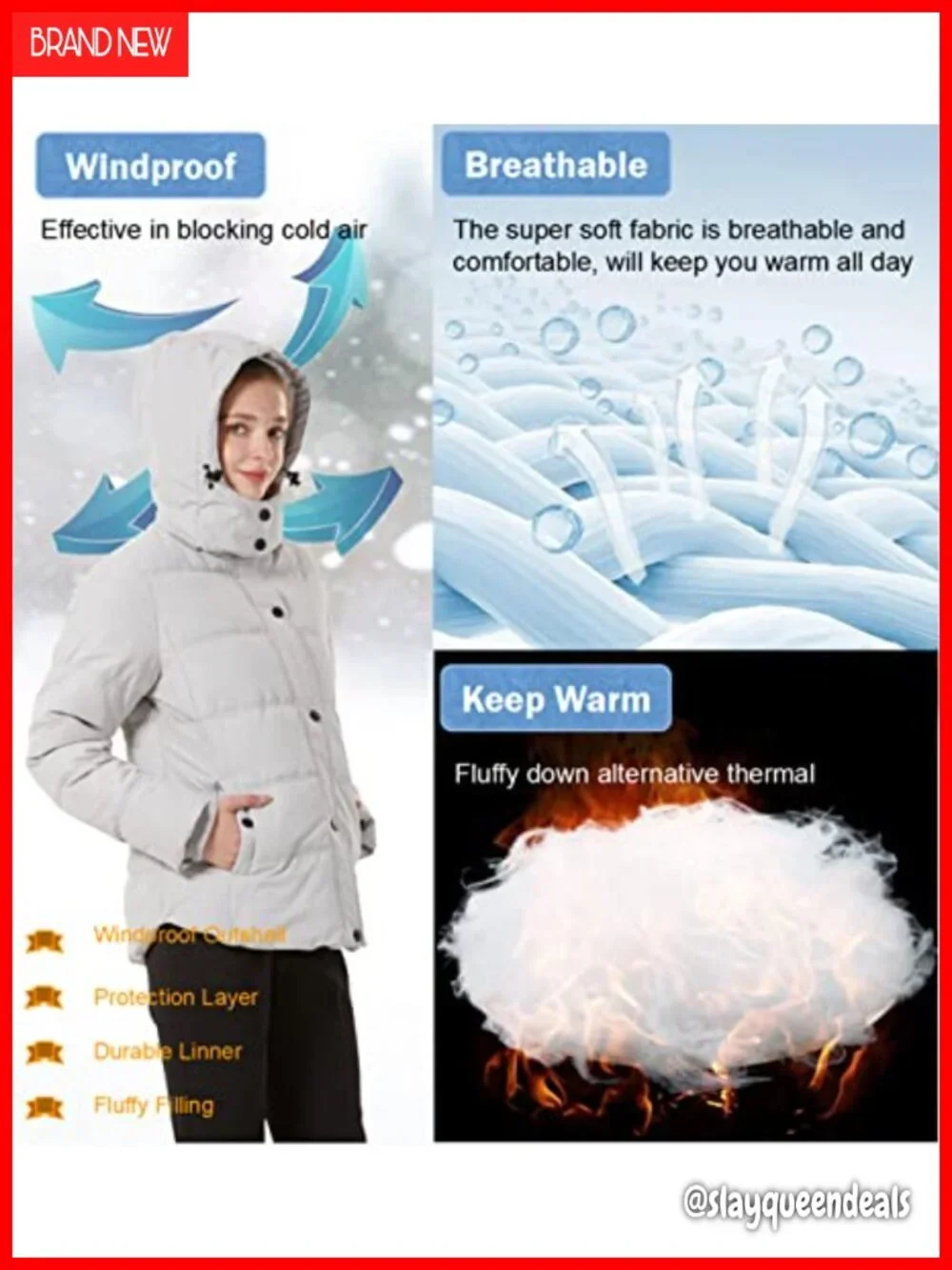 Quilted Puffer Jacket with Removable Hood - Warm Winter Coat